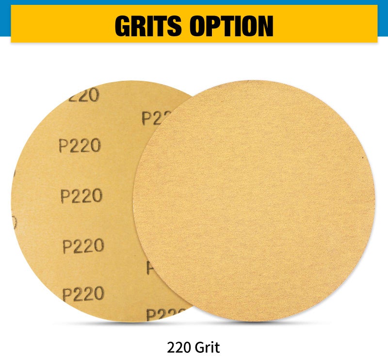 S SATC 100 PCS PSA Sanding Discs 6 Inch Adhesive Backed Sandpaper 220 Grit Sander Attachment for Drill Self Stick Aluminum Oxide Round Automotive Sandpaper with Sticky Back - Image 5